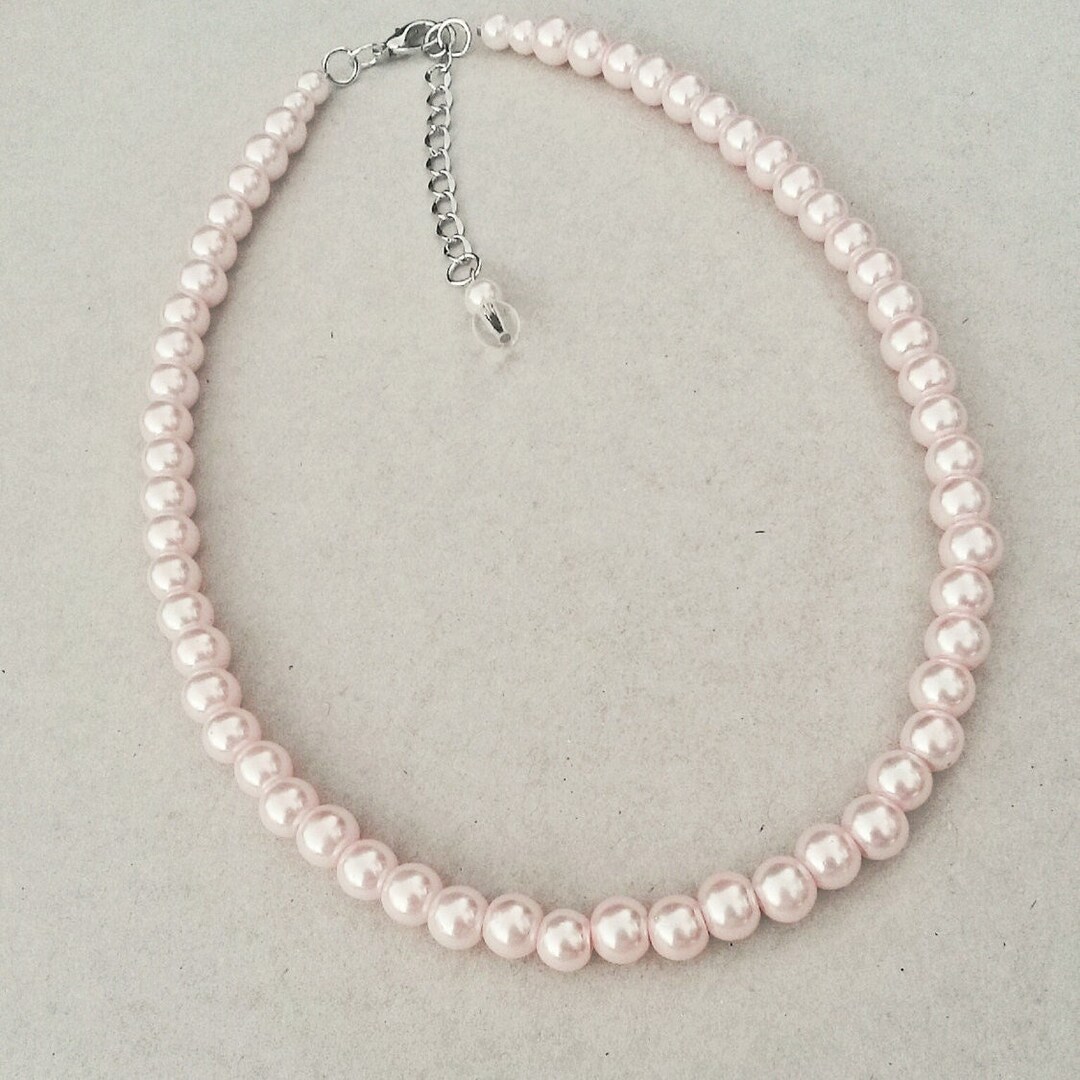 Simple Blush Pearl Necklace Soft Pink Necklace Blush Etsy