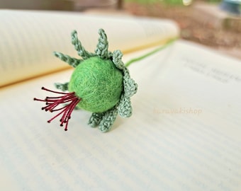 Felt Flower Bookmark, Crochet Meadow Design, Book Lover Gift