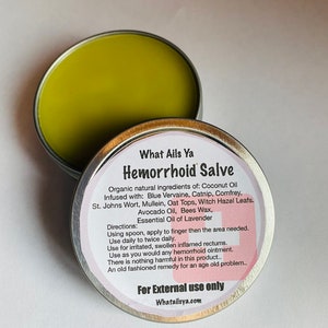 Hemorrhoid Salve  2 oz  Herbal Salve No Artificial Additives, &quot; What Ails Ya &quot;   Free Shipping