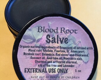 Bloodroot Salve 1 oz - Organic / Natural Oils and Herbs, No zinc chloride so no burning Safe product- Blood Root Salve