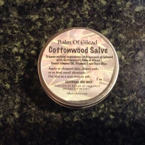 Cottonwood Salve: Balm of Gilead, Herbal Remedy (1 oz)
