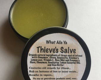 Thieves Oil Salve  Herbal Salve  Cinnamon, cloves, eucalyptus, rosemary and lemon peel " What Ails Ya "Salves  Free shipping to USA
