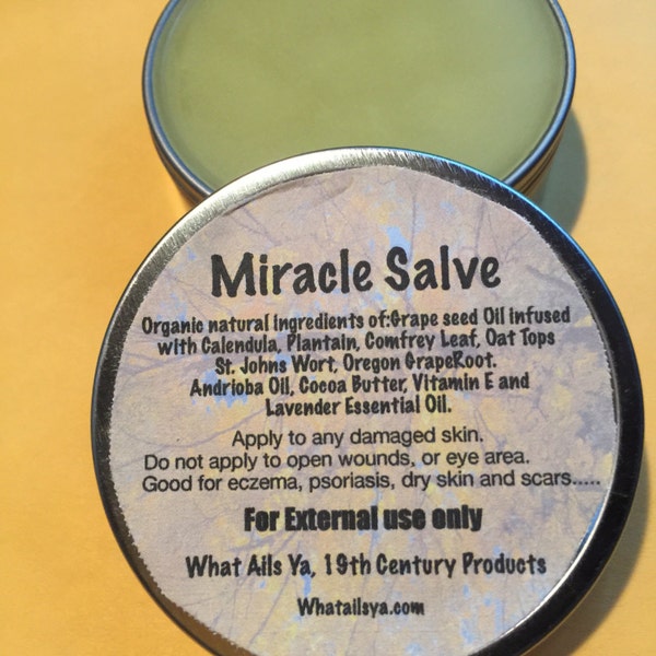 Miracle Salve - What Ails Ya - 2 Oz  -  Herbal Salve 100% Organic Oils and all Natural Herbs