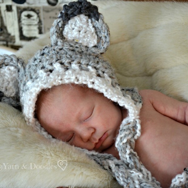 Crochet Wolf Bonnet Baby Newborn Infant Photo Prop Hat Photography Halloween Costume Winter Hat