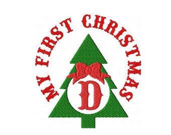 Christmas Tree Bow Monogram Embroidery Designs My First Christmas Embroidery Design Baby First Christmas Patterns
