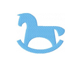 Diseño de bordado a máquina de caballo mecedor Diseño de mini caballo para guardería Patrón para baby shower en 3 tamaños