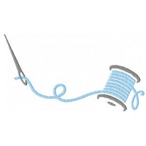 Nadel und Faden Maschinenstickerei Design Garnrolle und Nadel Crafty Stickerei Muster Monogramm Rahmen Bordüre für Nähprojekte