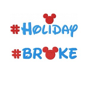 Disegni da ricamo a macchina per le vacanze per bambini, Vacanze con hashtag, Design per vacanze viziate, Testa di topo con design rotto, Disegni di caratteri dei cartoni animati