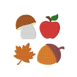 Herbst Maschinenstickerei Designs Pilz Apfel Ahornblatt Eichel Herbst Muster für Thanksgiving Day Projekte