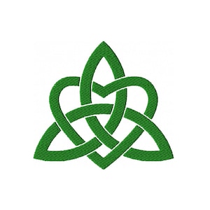 以下が含まれることがあります： ハート型の緑色のケルト結び目のデザイン。結び目は、愛、団結、永遠の伝統的なシンボルです。
