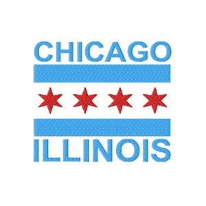 Chicago Illinois Flag Embroidery Design Chicago City Flag Windy City Flag Chicago Embroidery, Chicago Flag Designs