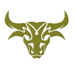 Bull Head Tribal Machine Embroidery Design Taurus Sign Design Ox Head Embroidery Longhorn Head Silhouette Pattern Mini Animal Head Design