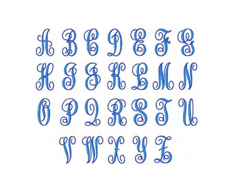 Monogram Script Font Alphabet Embroidery Design Free Custom Design ABC Alphabet Personalization Curly Font Pattern Monogramming projects