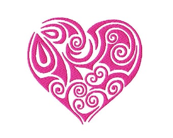 Heart Embroidery Design Ornamental Heart Pattern Swirl Heart Design, Valentine's Day Embroidery, Love Heart Design