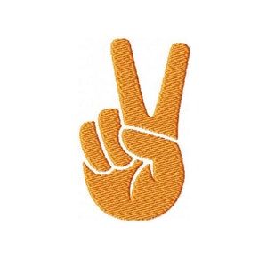 Hand V Sign Machine Embroidery Design VICTORY Hand Sign Design Peace Sign PES File Hippie Pattern Boho Style Design Mini V Finger Design