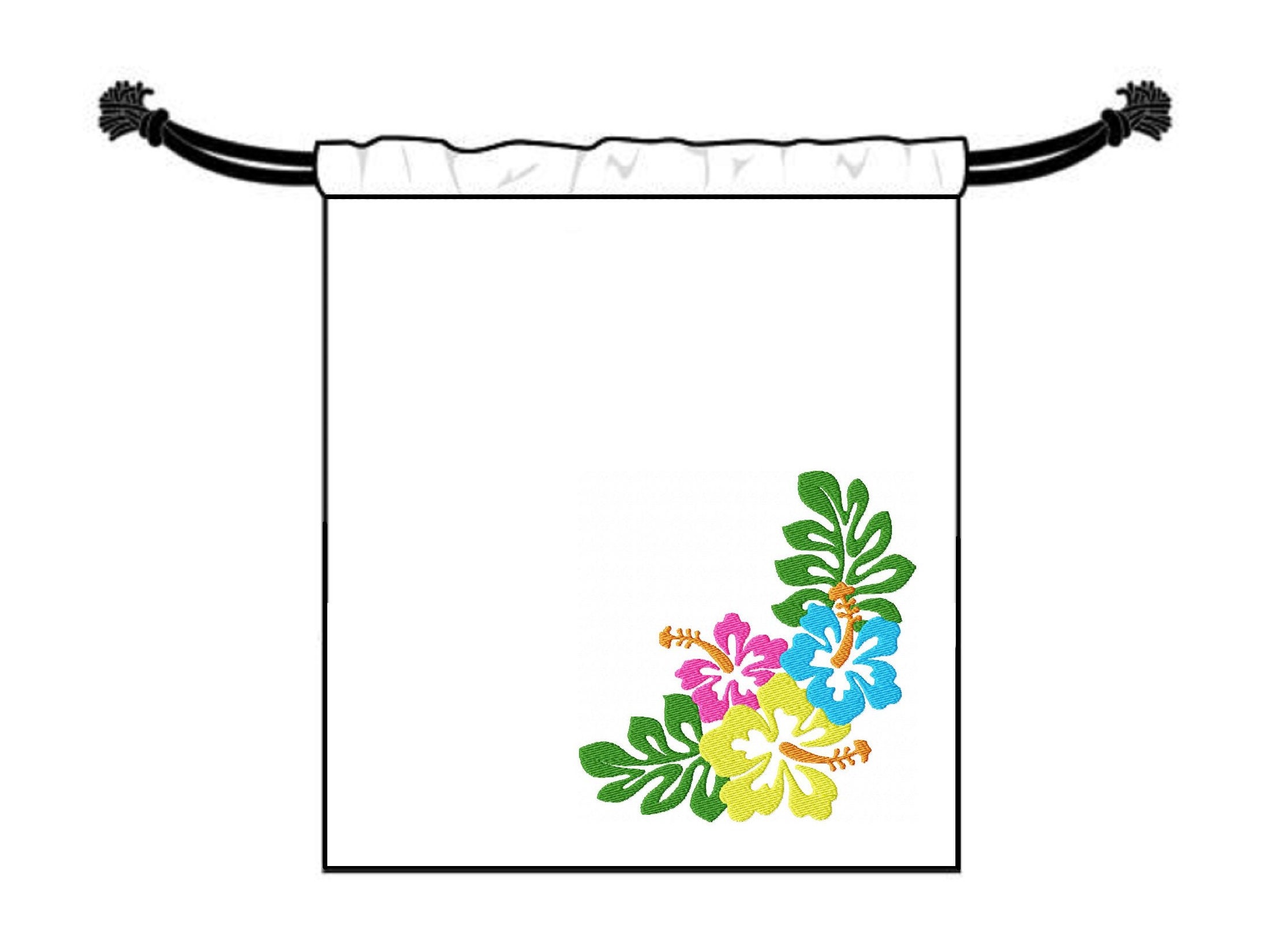 Hawaiian Flower Machine Embroidery Design Floral Corner