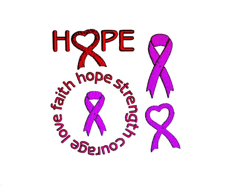 Cancer ribbon embroidery designs set of 4 cancer support  etsy Cancer ribbon embroidery designs set of 4 cancer support  etsy