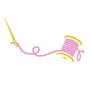 Needle and Thread Machine Embroidery Design Thread Spool and Needle Crafty Embroidery Pattern Monogram Frame Border for Sewing Projects