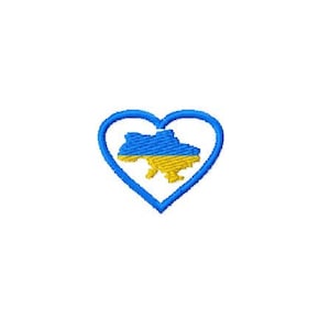 Ukraine Karte Herz Maschinenstickerei Design, ukrainische Flagge Herz Stickerei, ich stehe mit Ukraine Design, Unterstützung Ukraine Fob Design