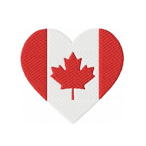 Canadian Flag Heart Machine Embroidery Design Maple Leaf Pattern Canada Flag Design Flag of Canada Mini Canadian Flag Heart Design 3 Sizes
