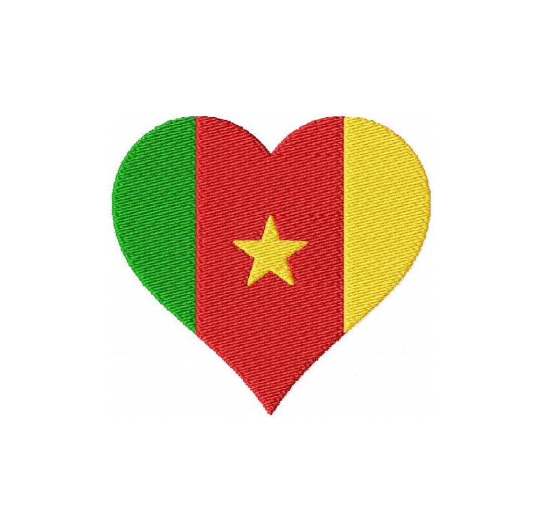 Cameroon Flag Heart Machine Embroidery Design Flag of Cameroon Pattern ...