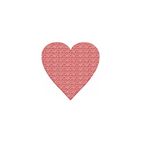 May include: A red heart shape made of small red and white dots.