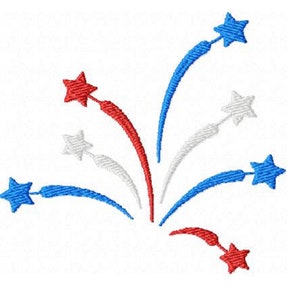 Fireworks Machine Embroidery Design Red White Blue Independence Day Star Pattern Firework Design 4th of July Embroidery