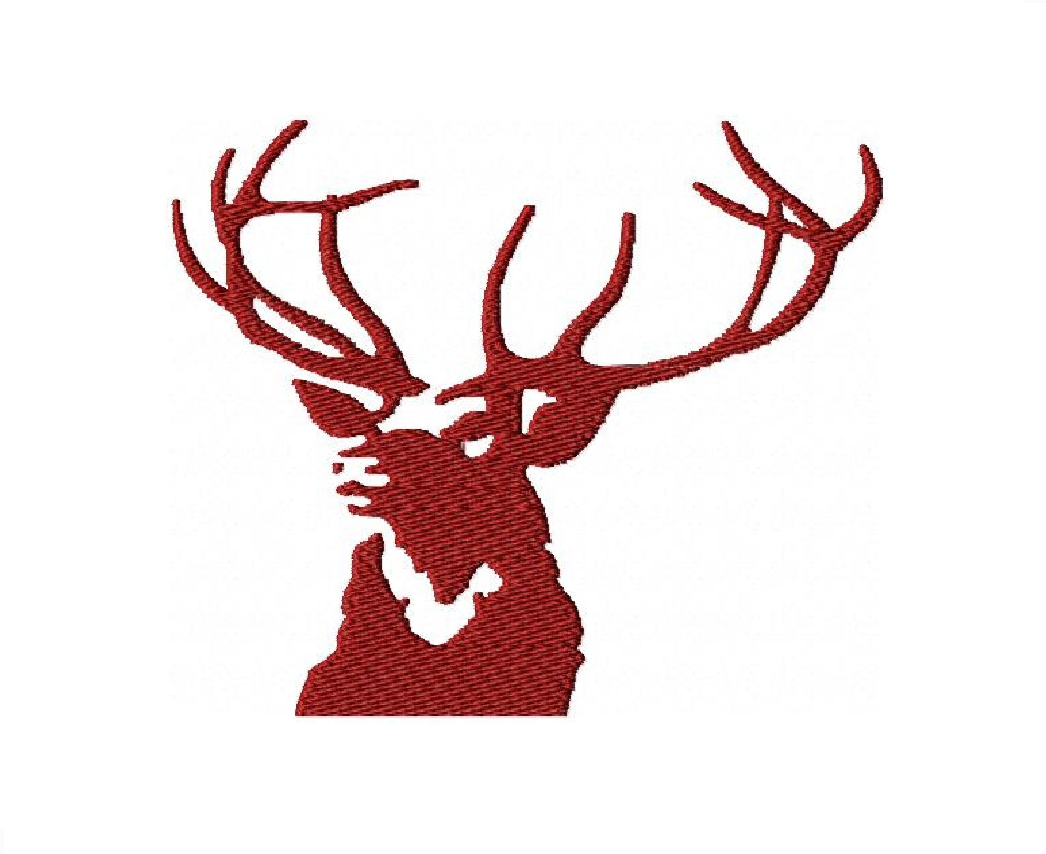 鹿の機械刺繍デザイン 雄鹿の角 ヘラジカの頭のデザイン、トナカイの