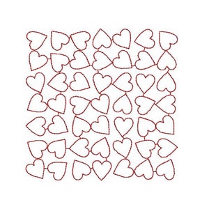 Quilt Block Hearts Embroidery Design Random Hearts Quilt Pattern Redwork Valentine&#39;s Quilt Embroidery Hearts Frame Design