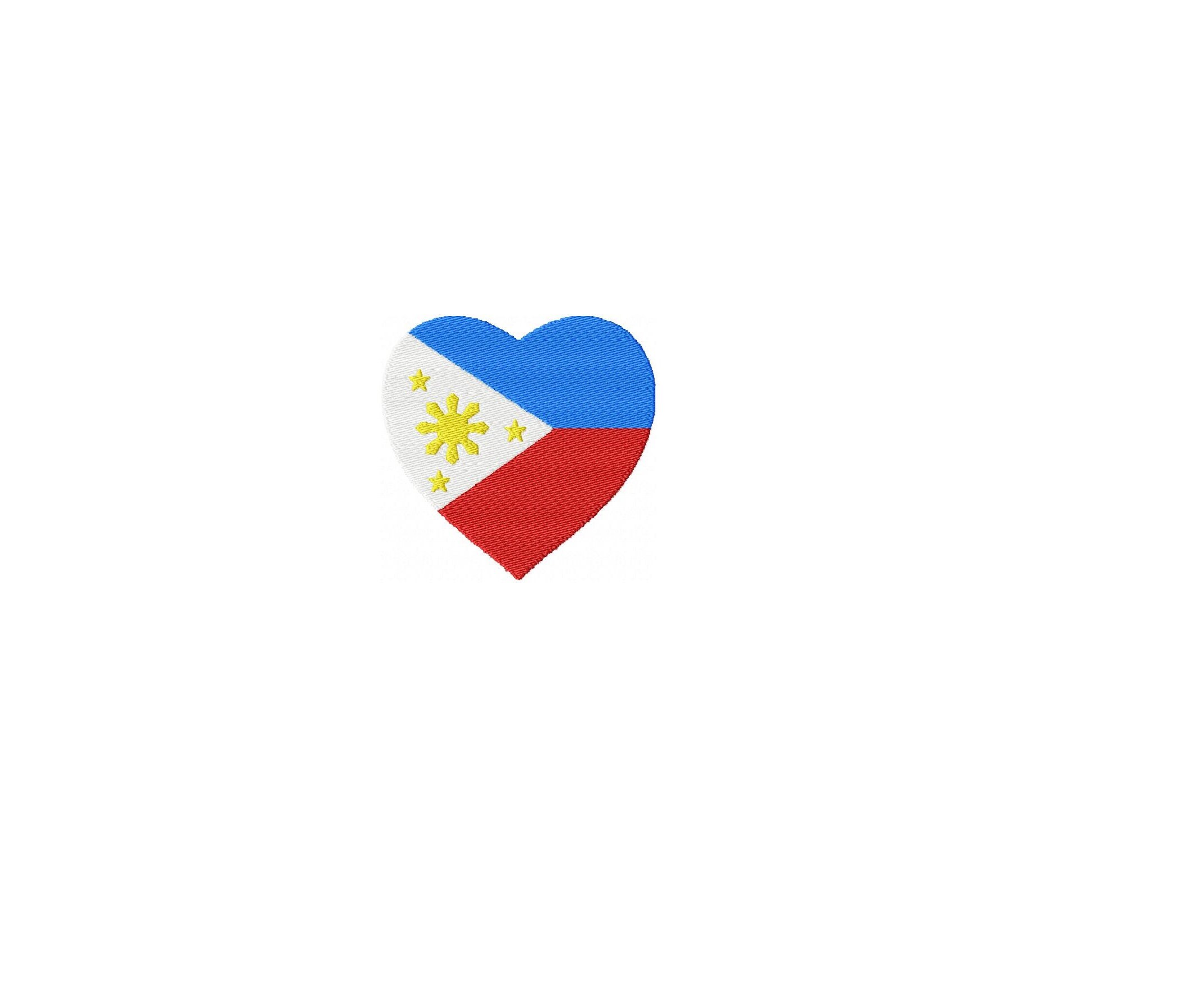Philippines Flag Heart Embroidery Design Filipino Sun and - Etsy