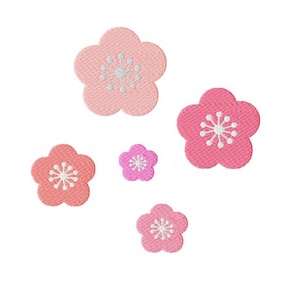 桜の機械刺繍デザイン ミニ桜刺繍 東洋の漢字デザイン 花見 春 季節 パターン 5 サイズ