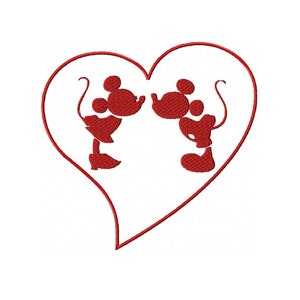 Mouse Heart Applique Embroidery Design Big Heart Applique Love Cartoons Design, Personalization Pattern for Kids Projects Heart Applique