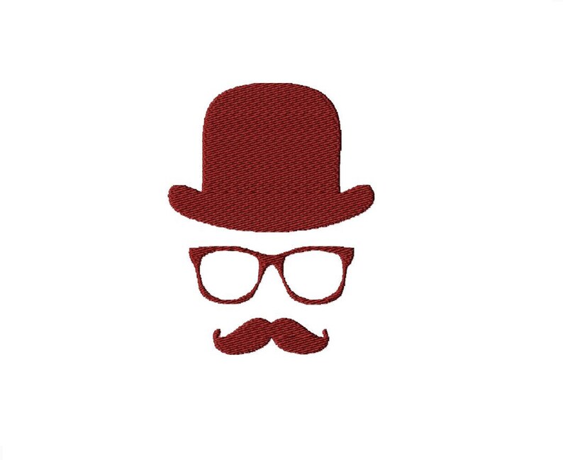 Moustache hat and glasses embroidery design bowler hat etsy Moustache hat and glasses embroidery design bowler hat etsy