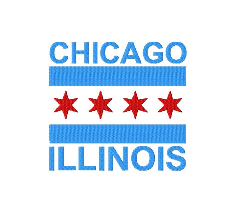 Chicago Illinois Flag Embroidery Design Chicago City Flag Etsy