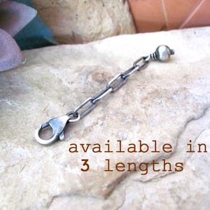 Sterling silver necklace extender chain for Navajo pearls, paperclip necklace, oxidized antique old pawn finish southwestern jewelry