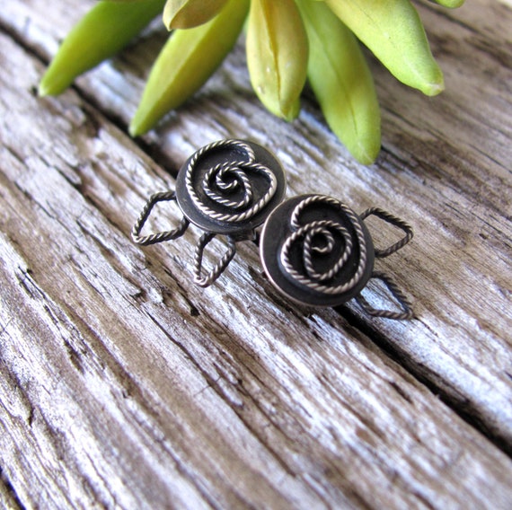 Wild rose earrings, vintage western artisan 925 s… - image 1