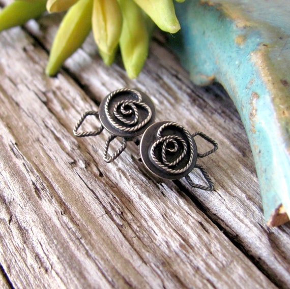 Wild rose earrings, vintage western artisan 925 s… - image 2