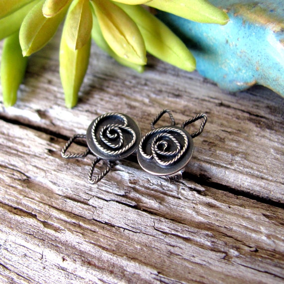 Wild rose earrings, vintage western artisan 925 s… - image 9