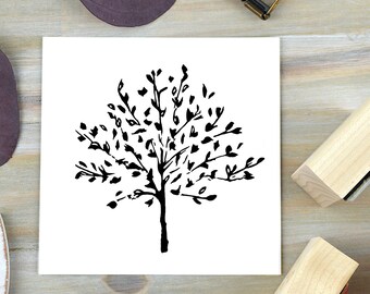 Sketched Tree Rubber Stamp, Abstract Botanical Stamp