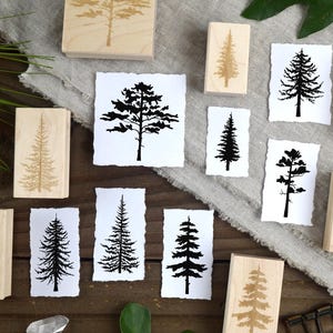 Tree Rubber Stamp: Forest Landscape Scene Builder - Woodland Scrapbook and Journaling Supplies