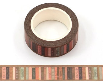 Book Shelf Washi Tape - Reading and Book Lover Masking Tape, Journal and Notebook Supplies for Reading List