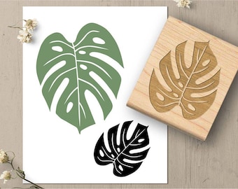 Monstera Leaf Rubber Stamp, Tropical Leaf Nature Stamp, Foliage Plant Rubber Stamp, Large Art Stamp