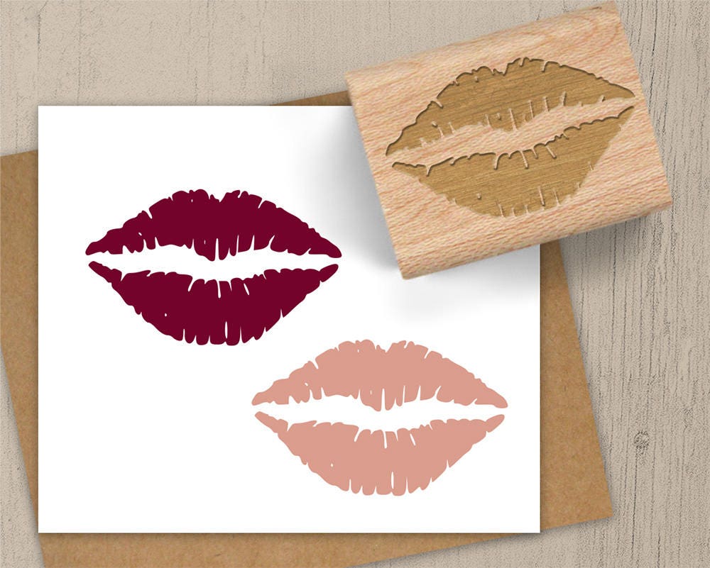 Kiss Stamp Valentine Stamp Lipstick Stamp Lips Stamp Etsy