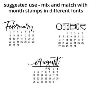 Minimalist Calendar Clear Stamp Set, 4x6in Months Journal Photopolymer Planner Stamps with Perpetual Calendars Dates for Travel Notebook image 4