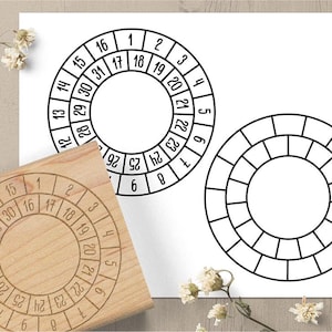 Round Habit Tracker Stamp - 31 Day Calendar Planner Stamp