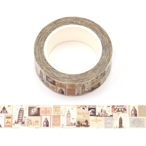Travel Postage Washi Tape, Vintage Mail Masking Tape, Junk Journal Supplies, Traveler Journal or Notebook Acessory