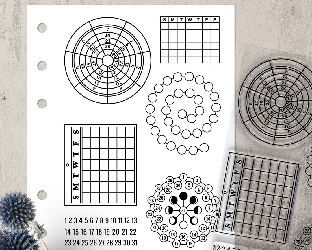 Icon Planner Stamp Set 54pc, Journal Stamps for Bullet Points, Dotted  Journal Calendar Clear Stamps 