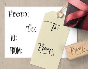To From Stamp Set, Gift Tag Stamp Set, Christmas Tag Stamp, Gift Rubber Stamp, To From Mail Stamp, Birthday Gift Stamp, 184