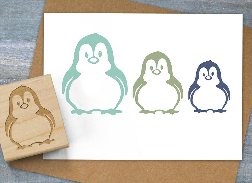 Cute Penguin Stamp Penguin Rubber Stamp Cartoon Penguin Etsy