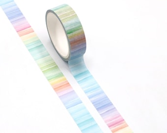 Ombre Washi Tape, Rainbow Watercolor Masking Tape, Junk Journal Supplies, Travelers Notebook Acessory
